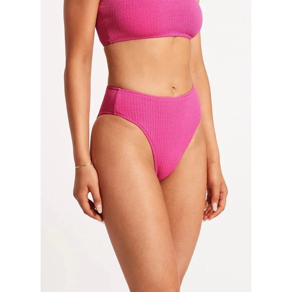 Seafolly Women's Pink Sea Dive High Waisted Bottom Swimwear AUS 10 /‎ US 6 NEW